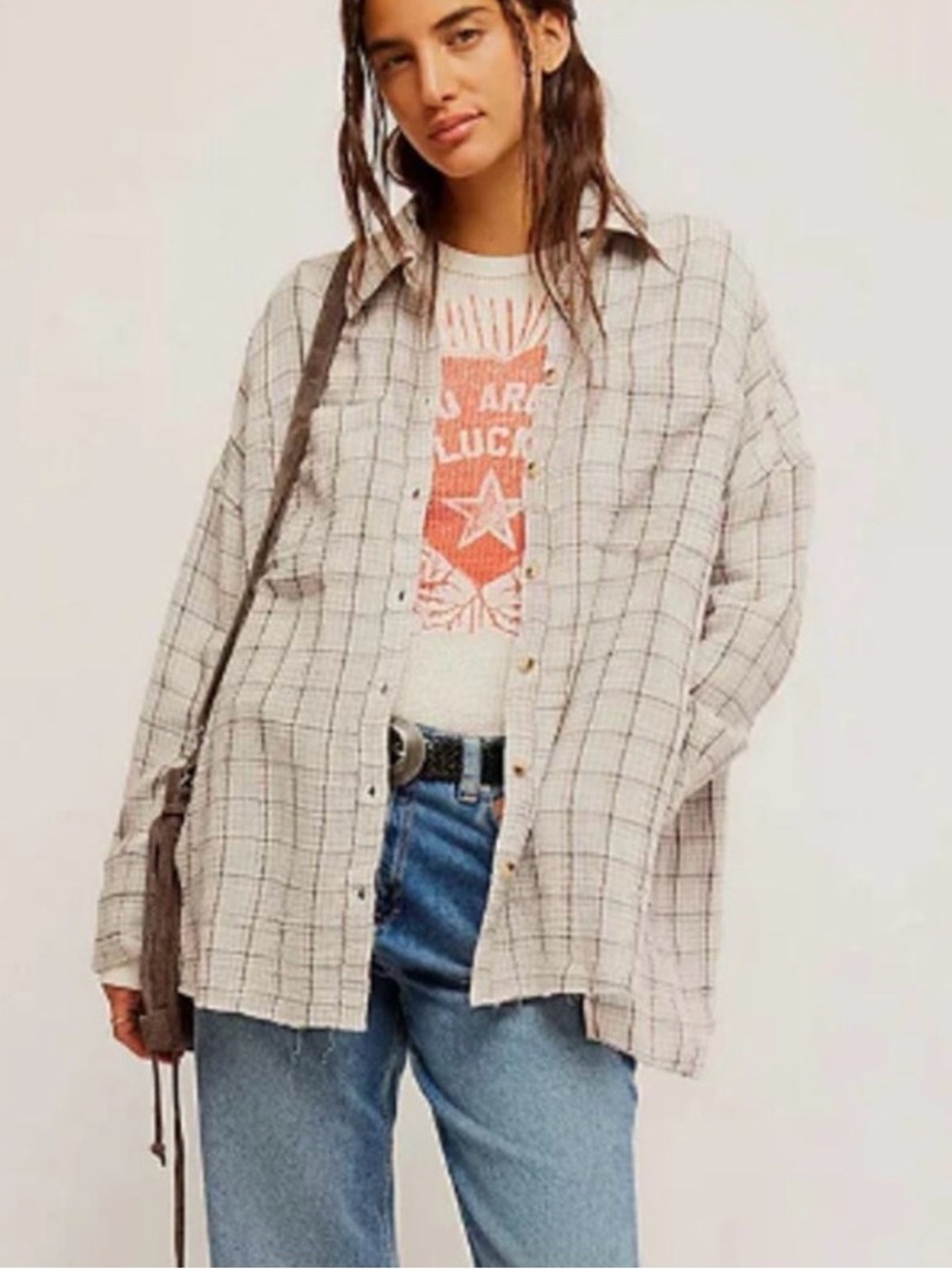 Free People We The Free Cardiff Plaid Tunic Shirt Top
Print Buttondown Size L